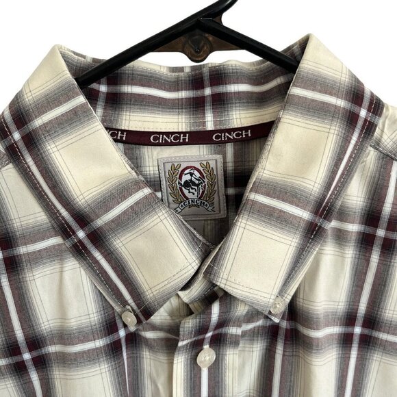Cinch Mens Large Western Shirt Long Sleeve Button Down Brown Plaid MT10321292 - Picture 3 of 12